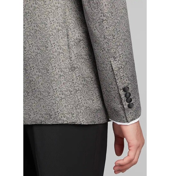 JOS A BANK Satin Edged Lapel Paisley Dinner Jacket 46R Blazer Tailored C080675 - Picture 6 of 12